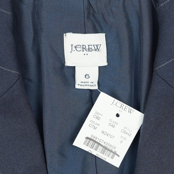New J.CREW Size 6 One Button Blazer in Navy Pin Stripe $198 CB442 - Picture 4 of 4